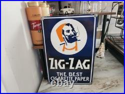 Vintage 12 Zig Zag Cigarette Papers Porcelain Sign Gas Oil Car Truck Motorcycle