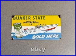 Vintage 13 Quaker State Motor Porcelain Sign Car Gas Oil Motorcycle Truck