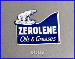 Vintage 13 Zerolene Bear Grease Porcelain Sign Car Gas Truck Oil Motorcycle
