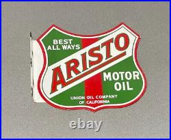Vintage 14 Aristo Flanged Double Sided Porcelain Sign Car Gas Oil Truck Auto
