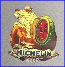 Vintage 16 Michelin Tires Porcelain Sign Car Gas Truck Oil Motorcycle