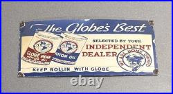 Vintage 18 Globe Motor Porcelain Sign Car Gas Truck Oil Motorcycle