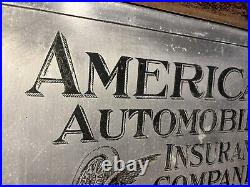 Vintage 1910-20s AMERICAN AUTOMOBILE INSURANCE CO SIGN EAGLE TIRE FLAG St Louis