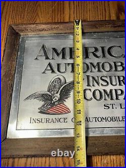 Vintage 1910-20s AMERICAN AUTOMOBILE INSURANCE CO SIGN EAGLE TIRE FLAG St Louis