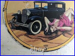 Vintage 1920 Ford Sales And Service Porcelain Metal Sign