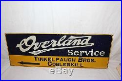 Vintage 1920's Overland Service Car Dealership Gas Oil 28 Embossed Metal Sign