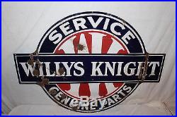 Vintage 1920's Willys Knight Car Service Parts 2 Sided 40 Porcelain Metal Sign