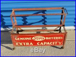 Vintage 1920s 1930s 1940s Ford Battery Display Rack Sign Tractor Model A T
