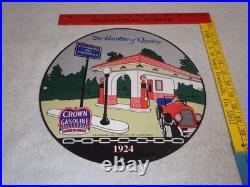 Vintage 1924 Standard Oil California? Woman In Car Gasoline Pump Porcelain Sign