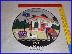 Vintage 1924 Standard Oil California? Woman In Car Gasoline Pump Porcelain Sign