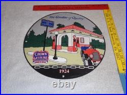 Vintage 1924 Standard Oil California? Woman In Car Gasoline Pump Porcelain Sign