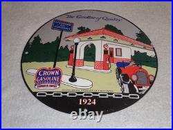 Vintage 1924 Standard Oil California? Woman In Car Gasoline Pump Porcelain Sign