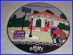 Vintage 1924 Standard Oil California? Woman In Car Gasoline Pump Porcelain Sign