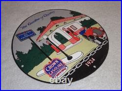 Vintage 1924 Standard Oil California? Woman In Car Gasoline Pump Porcelain Sign