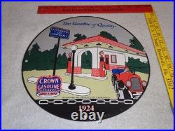 Vintage 1924 Standard Oil California? Woman In Car Gasoline Pump Porcelain Sign