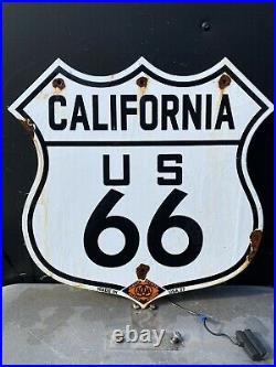 Vintage 1927 California Auto Association Porcelain Route 66 Gas Oil Shield Sign