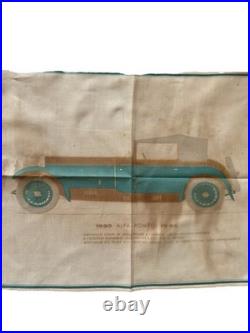 Vintage 1930 Alfa Romeo 17/95 Automobile Fabric Sign 17x12 Antique Display Coupe