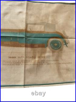 Vintage 1930 Alfa Romeo 17/95 Automobile Fabric Sign 17x12 Antique Display Coupe