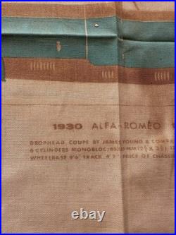 Vintage 1930 Alfa Romeo 17/95 Automobile Fabric Sign 17x12 Antique Display Coupe