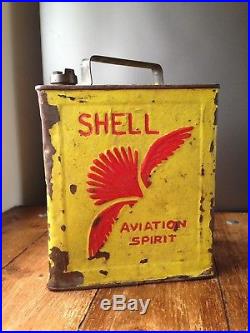 Vintage 1930s Shell Mex & Bp Ltd Aviation Spirit Fuel Petrol Oil Can & Brass LID
