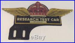 Vintage 1930s Standard Oil Research Test Car License Plate Topper Like New