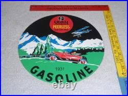 Vintage 1931 Signal Peerless Gasoline Airplane +car 11 3/4 Porcelain Metal Sign