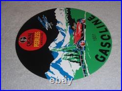 Vintage 1931 Signal Peerless Gasoline Airplane +car 11 3/4 Porcelain Metal Sign