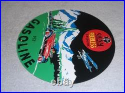 Vintage 1931 Signal Peerless Gasoline Airplane +car 11 3/4 Porcelain Metal Sign
