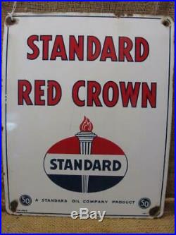 Vintage 1934 Porcelain Standard Oil Red Crown Sign Antique Gas Automobile 9343