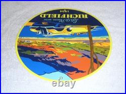 Vintage 1934 Richfield Antique Car 11 3/4 Porcelain Metal Gasoline & Oil Sign