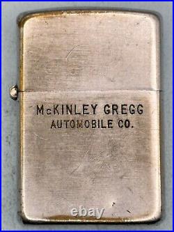 Vintage 1937-1950 McKinley Gregg Automobile Advertising Chrome Zippo Lighter