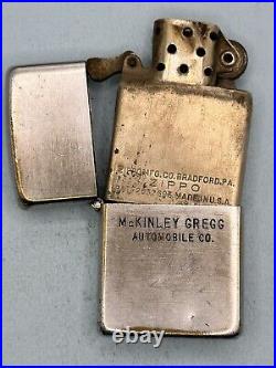 Vintage 1937-1950 McKinley Gregg Automobile Advertising Chrome Zippo Lighter