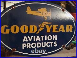 Vintage 1939 Goodyear Porcelain Sign Old Aviation Products Auto Parts Dealer