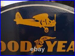 Vintage 1939 Goodyear Porcelain Sign Old Aviation Products Auto Parts Dealer