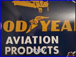 Vintage 1939 Goodyear Porcelain Sign Old Aviation Products Auto Parts Dealer