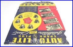 Vintage 1940 Auto Lite Spark Plug Installation Chart Shop Display Sign Pre-owned