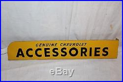 Vintage 1940's Chevrolet Accessories Gas Oil 2 Sided 22 Metal Flange Sign