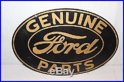 Vintage 1940's Ford Genuine Parts Dealership Gas Oil 2 Sided 24 Metal Sign