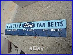 Vintage 1940's Genuine Ford Fan Belts Car Dealership Gas Oil 34 Metal Sign