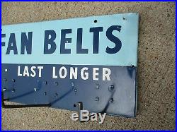 Vintage 1940's Genuine Ford Fan Belts Car Dealership Gas Oil 34 Metal Sign