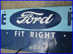 Vintage 1940's Genuine Ford Fan Belts Car Dealership Gas Oil 34 Metal Sign