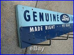 Vintage 1940's Genuine Ford Fan Belts Car Dealership Gas Oil 34 Metal Sign