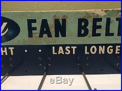 Vintage 1940's Genuine Ford Fan Belts Car Dealership Gas Oil 34 Metal Sign