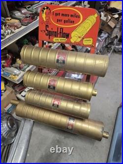 Vintage 1940's UNIVERSAL MUFFLER AUTO STORE Part Display SIGN NOS GOLD CHEVY