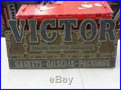 Vintage 1940s 1950s Victor Gaskets Oil Seal Packing Sign Ford Chevrolet Flathead