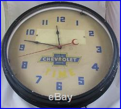 Vintage 1940s 50s Chevrolet Advertising Neon Clock Car Dealership FREE US SHIP