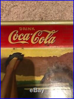 Vintage 1942 Coca Cola Tray Two Girls Car Coke Very Good Condition Returns Ok