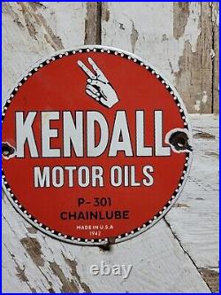 Vintage 1942 Kendall Porcelain Sign Chainlube Advertising Automobile Motor Oil