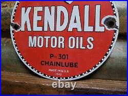 Vintage 1942 Kendall Porcelain Sign Chainlube Advertising Automobile Motor Oil