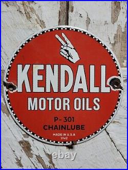 Vintage 1942 Kendall Porcelain Sign Chainlube Advertising Automobile Motor Oil